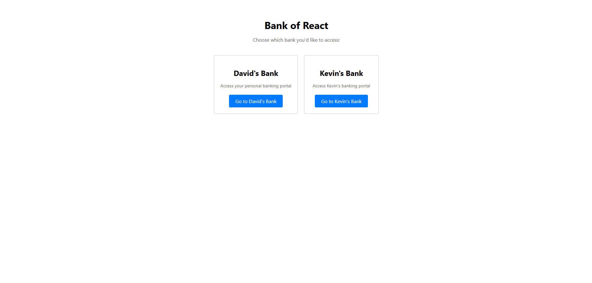 Bank of React — preview